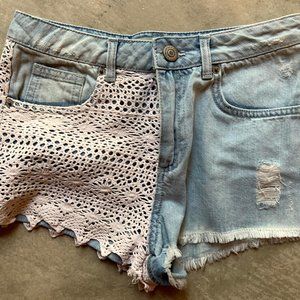 Topshop Embellished Denim Shorts